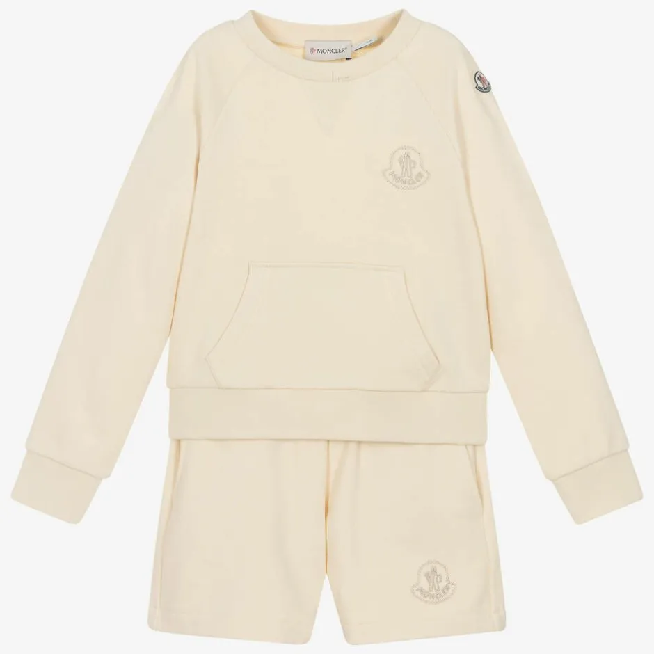 Moncler Enfant Girls Ivory Cotton Short Tracksuit Hot