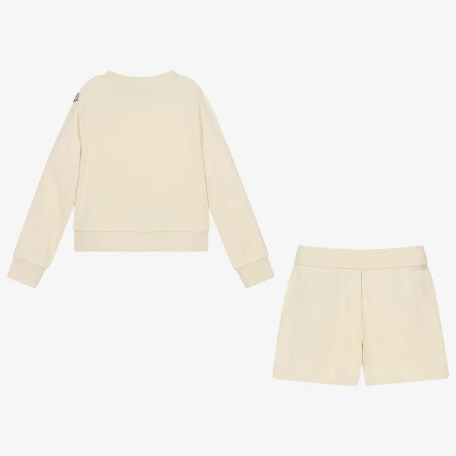Moncler Enfant Girls Ivory Cotton Short Tracksuit Hot