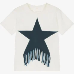 Stella McCartney Kids Girls Ivory Cotton Star Fringe T-Shirt Sale