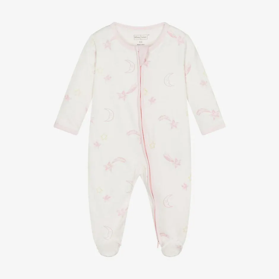 Kissy Love Girls Ivory Cotton Starry Sky Babygrow Best