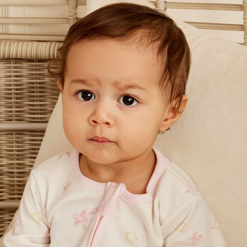 Kissy Love Girls Ivory Cotton Starry Sky Babygrow Best