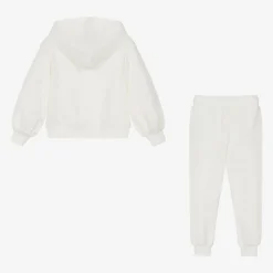Moschino Kid-Teen Girls Ivory Cotton Stud Logo Tracksuit Online