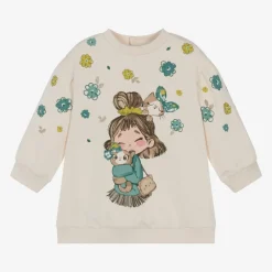 Mayoral Girls Ivory Cotton Sweatshirt Dress Clearance