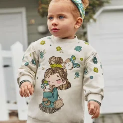 Mayoral Girls Ivory Cotton Sweatshirt Dress Clearance