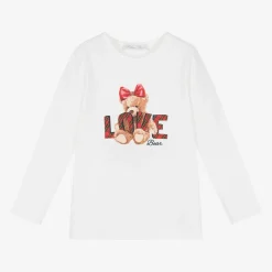 Balloon Chic Girls Ivory Cotton Teddy Top Sale