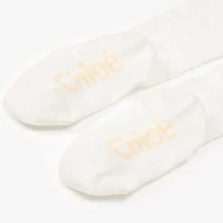 Chloé Girls Ivory Cotton Tights Discount