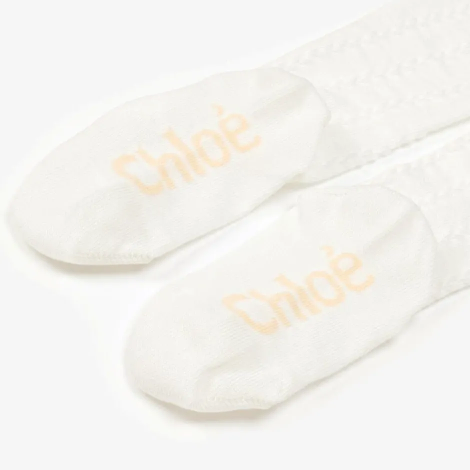 Chloé Girls Ivory Cotton Tights Discount
