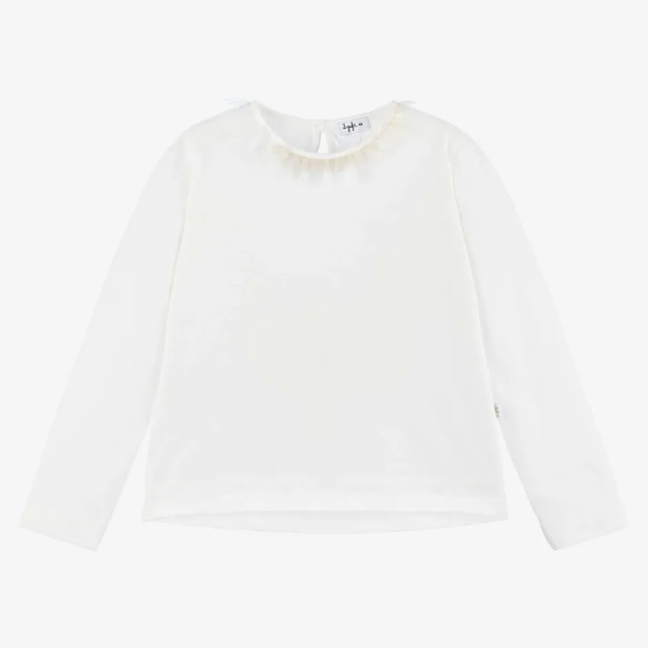 Il Gufo Girls Ivory Cotton Top Outlet