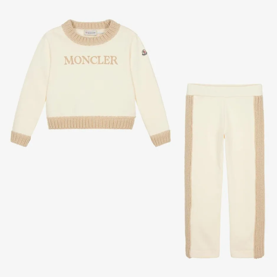 Moncler Enfant Girls Ivory Cotton Tracksuit Hot