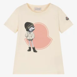 Moncler Enfant Girls Ivory Cotton T-Shirt Sale