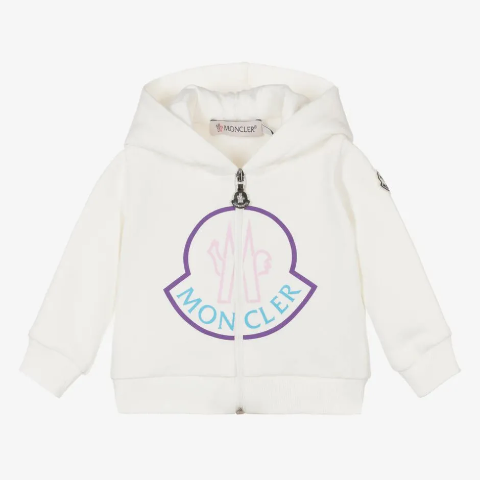 Moncler Enfant Girls Ivory Cotton Zip-Up Hoodie Sale