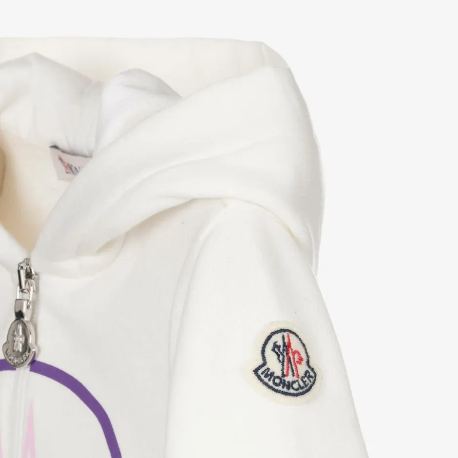 Moncler Enfant Girls Ivory Cotton Zip-Up Hoodie Sale