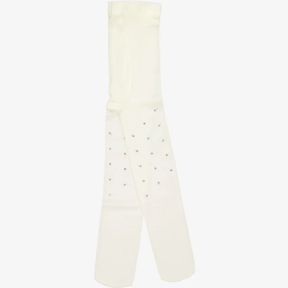 Sevva Girls Ivory Diamanté Tights Clearance