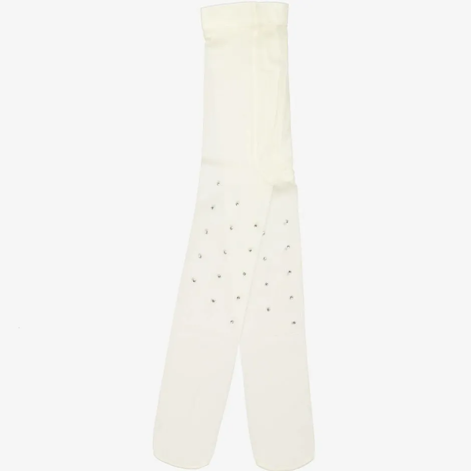 Sevva Girls Ivory Diamanté Tights Clearance