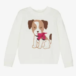 iDO Baby Girls Ivory Dog Knit Jumper Hot