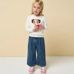 iDO Baby Girls Ivory Dog Knit Jumper Hot