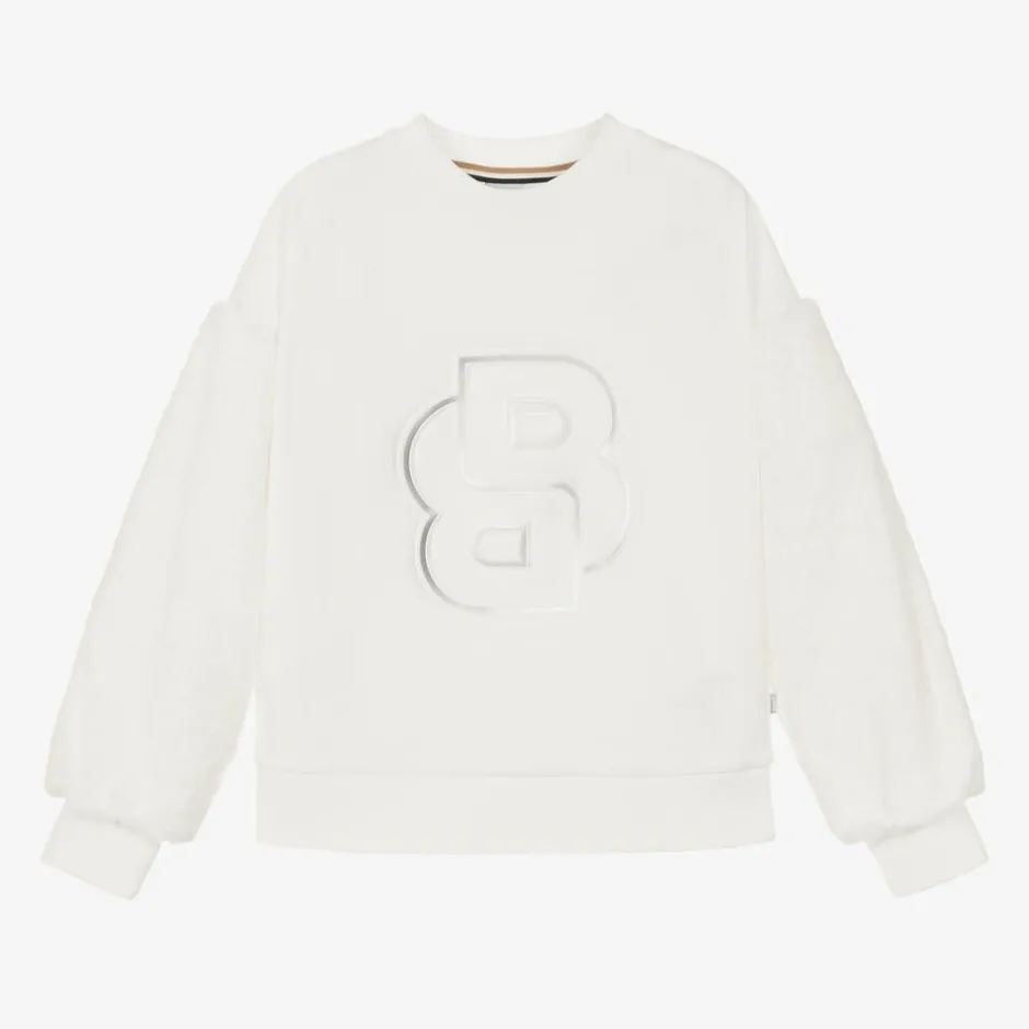BOSS Girls Ivory Double B Viscose Sweatshirt Outlet