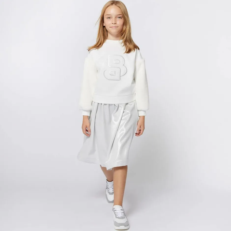 BOSS Girls Ivory Double B Viscose Sweatshirt Outlet