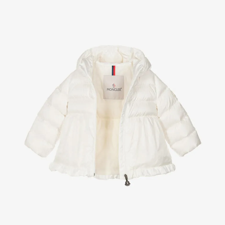Moncler Enfant Girls Ivory Down Padded Odile Coat Clearance