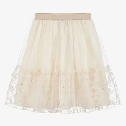 AIGNER Girls Ivory Embroidered Tulle Skirt Discount