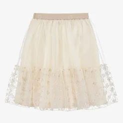 AIGNER Girls Ivory Embroidered Tulle Skirt Discount