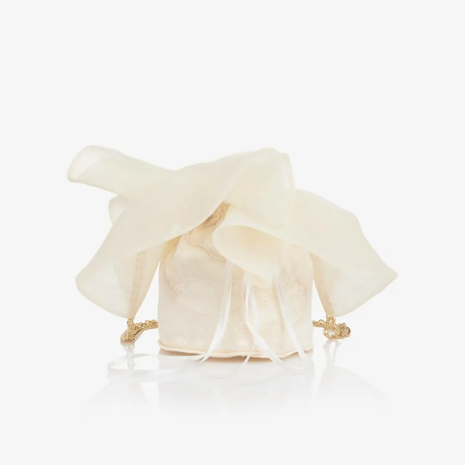 Junona Girls Ivory Embroidered Tulle Bag (12cm)