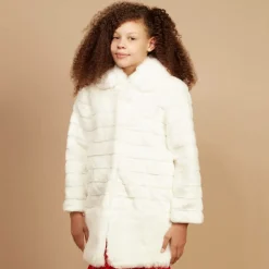 Romano Princess Girls Ivory Faux Fur Coat & Hat Set Sale
