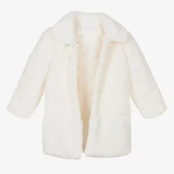 Romano Princess Girls Ivory Faux Fur Coat & Hat Set Sale