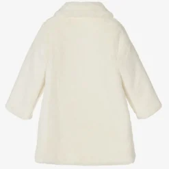 Paz Rodríguez Girls Ivory Faux Fur Coat New
