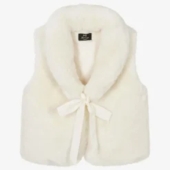 Bowtique London Girls Ivory Faux Fur Gilet