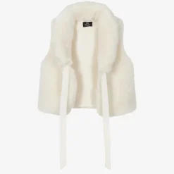 Bowtique London Girls Ivory Faux Fur Gilet
