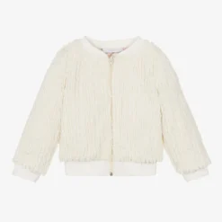 Jamiks Girls Ivory Faux Fur Jacket Discount