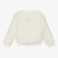 Jamiks Girls Ivory Faux Fur Jacket Discount
