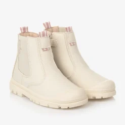 Mayoral Girls Ivory Faux Leather Chelsea Boots New