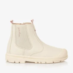 Mayoral Girls Ivory Faux Leather Chelsea Boots New