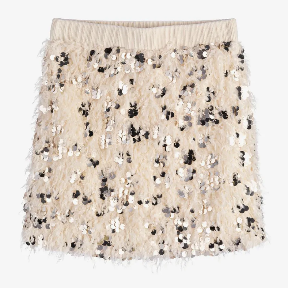 Fun amp; Fun Girls Ivory Feather & Sequin Skirt