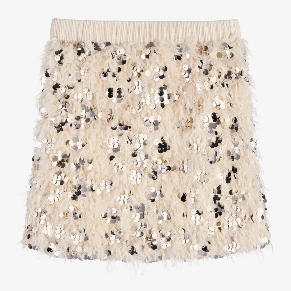 Fun amp; Fun Girls Ivory Feather & Sequin Skirt