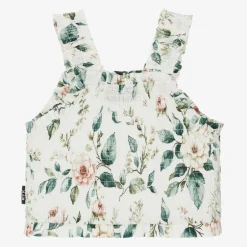 Rock Your Baby Girls Ivory Floral Cotton Shirred Top Hot