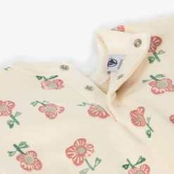 Petit Bateau Girls Ivory Floral Print Cotton Sweatshirt Hot