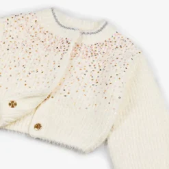 Billieblush Girls Ivory Fluffy Sequinned Cardigan New