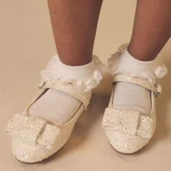 Age of Innocence Girls Ivory Glitter Bow Pumps White Online