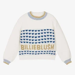 Billieblush Girls Ivory Glittery Hearts Sweater Hot