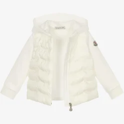 Moncler Enfant Girls Ivory Hooded Zip Up Top