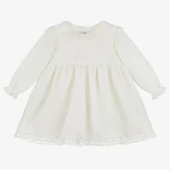 Mebi Girls Ivory Knit & Lace Dress