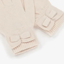 Mayoral Girls Ivory Knitted Bow Gloves New