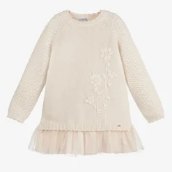 Mayoral Girls Ivory Knitted Dress Outlet