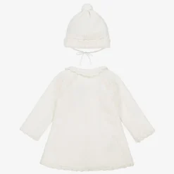 Mayoral Girls Ivory Knitted Pram Coat & Hat Set Sale