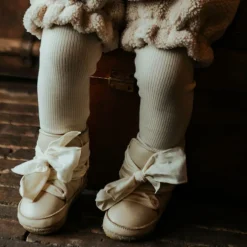 Donsje Girls Ivory Leather Bow Pre Walkers Cream Hot