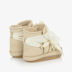 Donsje Girls Ivory Leather Bow Pre Walkers Cream Hot