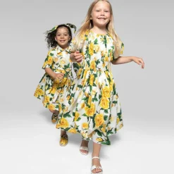 Dolce amp; Gabbana Girls Ivory Leather DG Heeled Sandals Outlet